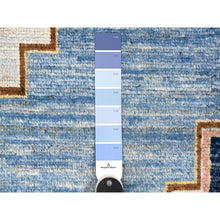 Load image into Gallery viewer, 9&#39;5&quot;x14&#39;7&quot; Maya Blue, Tribal Village Anatolian Design, Hand Knotted, Vegetable Dyes, Central Medallion Design, Pure Vibrant Wool, Oriental Rug FWR533058