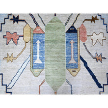 Load image into Gallery viewer, 9&#39;5&quot;x14&#39;7&quot; Maya Blue, Tribal Village Anatolian Design, Hand Knotted, Vegetable Dyes, Central Medallion Design, Pure Vibrant Wool, Oriental Rug FWR533058