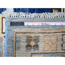 Load image into Gallery viewer, 9&#39;5&quot;x14&#39;7&quot; Maya Blue, Tribal Village Anatolian Design, Hand Knotted, Vegetable Dyes, Central Medallion Design, Pure Vibrant Wool, Oriental Rug FWR533058