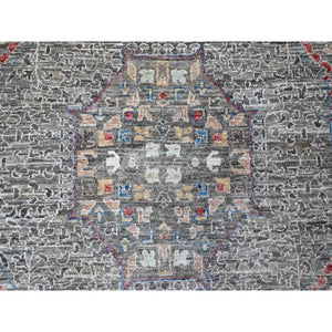 12'3"x15'5" Laid Back Gray, Vegetable Dyes, Organic Wool, Mamluk Design Pre Historic 14th Century Influence, Hand Knotted, Oversized Oriental Rug FWR533220