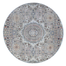 Load image into Gallery viewer, 10&#39;x10&#39; Concrete Gray, Vegetable Dyes, Hand Knotted, 100% Wool, Fine Peshawar Round With Mamluk Geometric Design, Oriental Rug FWR533232