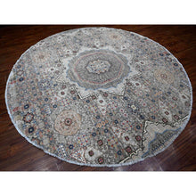 Load image into Gallery viewer, 10&#39;x10&#39; Concrete Gray, Vegetable Dyes, Hand Knotted, 100% Wool, Fine Peshawar Round With Mamluk Geometric Design, Oriental Rug FWR533232