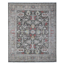 Load image into Gallery viewer, 8&#39;x9&#39;7&quot; Abbey Black, Hand Knotted, Velvety Wool, Fine Aryana Heriz All Over Design, Vegetable Dyes, Peshawar Oriental Rug FWR533238