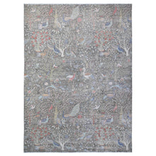 Load image into Gallery viewer, 10&#39;2&quot;x13&#39;10&quot; Boothbay Gray, Afghan Peshawar With Birds of Paradise Design, Hand Knotted Abrash, Natural Dyes, Shiny Wool, Oriental Rug FWR533274