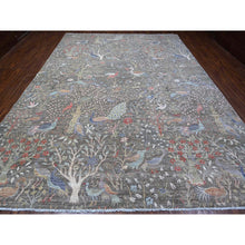 Load image into Gallery viewer, 10&#39;2&quot;x13&#39;10&quot; Boothbay Gray, Afghan Peshawar With Birds of Paradise Design, Hand Knotted Abrash, Natural Dyes, Shiny Wool, Oriental Rug FWR533274