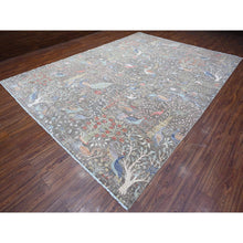 Load image into Gallery viewer, 10&#39;2&quot;x13&#39;10&quot; Boothbay Gray, Afghan Peshawar With Birds of Paradise Design, Hand Knotted Abrash, Natural Dyes, Shiny Wool, Oriental Rug FWR533274