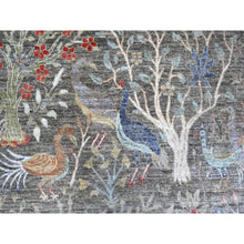 Load image into Gallery viewer, 10&#39;2&quot;x13&#39;10&quot; Boothbay Gray, Afghan Peshawar With Birds of Paradise Design, Hand Knotted Abrash, Natural Dyes, Shiny Wool, Oriental Rug FWR533274