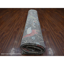 Load image into Gallery viewer, 10&#39;2&quot;x13&#39;10&quot; Boothbay Gray, Afghan Peshawar With Birds of Paradise Design, Hand Knotted Abrash, Natural Dyes, Shiny Wool, Oriental Rug FWR533274