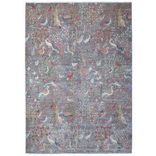 Load image into Gallery viewer, 10&#39;x13&#39;6&quot; Radiant Silver Gray, Hand Knotted, Afghan Peshawar With Birds of Paradise Design, Vegetable Dyes, 100% Wool, Oriental Rug FWR533286