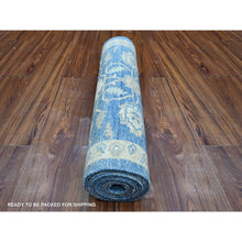 Load image into Gallery viewer, 2&#39;7&quot;x11&#39;8&quot; True Blue, Hand Knotted All Wool, Vegetable Dyes, Mahal All Over Design, Peshawar Runner Oriental Rug FWR533304