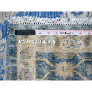 2'7"x11'8" True Blue, Hand Knotted All Wool, Vegetable Dyes, Mahal All Over Design, Peshawar Runner Oriental Rug FWR533304