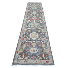 Load image into Gallery viewer, 2&#39;10&quot;x12&#39;5&quot; Mist Black, Aryana Collection, North West Persian All Over Design, Vegetable Dyes, Denser Weave, Extra Soft Wool, Hand Knotted, Runner Oriental Rug FWR533322