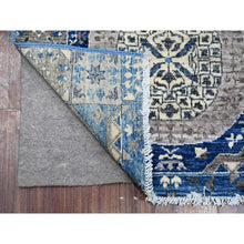 Load image into Gallery viewer, 2&#39;7&quot;x11&#39;9&quot; Blueberry Blue, Aryana Collection, Hand Knotted Mamluk Design With Large Geometric Medallions, Soft and Velvety Wool Vegetable Dyes, Runner Oriental Rug FWR533352