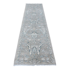 Load image into Gallery viewer, 2&#39;9&quot;x9&#39;7&quot; Marble Gray, Peshawar with Bijar Garus Design, Vegetable Dyes, Extra Soft Wool Hand Knotted Densely Woven Runner Oriental Rug FWR533370