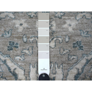 2'9"x9'7" Marble Gray, Peshawar with Bijar Garus Design, Vegetable Dyes, Extra Soft Wool Hand Knotted Densely Woven Runner Oriental Rug FWR533370