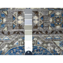 Load image into Gallery viewer, 2&#39;8&quot;x8&#39;1&quot; Supernova Gray, Hand Knotted and Vibrant Wool, Natural Dyes Fine Aryana Mamluk Runner with Geometric Medallions Design, Densely Woven Oriental Rug FWR533382