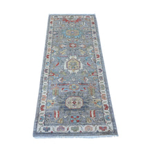 Load image into Gallery viewer, 2&#39;6&quot;x6&#39; Binary Star Gray, Fine Aryana Collection, Hand Knotted North West Persian Design, Vegetable Dyes, Natural Wool, Short Runner Oriental Rug FWR533430