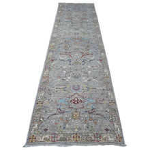 Load image into Gallery viewer, 3&#39;x11&#39;7&quot; Dorian Gray, Hand Knotted Bidjar Garus Design, Soft and Velvety Wool, Natural Dyes, Runner Fine Aryana Collection Oriental Rug FWR533436