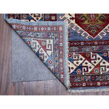 Load image into Gallery viewer, 8&#39;2&quot;x9&#39;10&quot; Blue Gray With Valspar White, Afghan Super Kazak, All Over Colorful And Vibrant Geometric Elements, Natural Dyes, Hand Knotted, Oriental Rug FWR533472