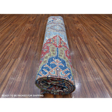 Load image into Gallery viewer, 8&#39;2&quot;x9&#39;10&quot; Blue Gray With Valspar White, Afghan Super Kazak, All Over Colorful And Vibrant Geometric Elements, Natural Dyes, Hand Knotted, Oriental Rug FWR533472