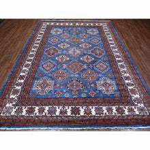 Load image into Gallery viewer, 8&#39;x10&#39; Atlantic Blue, Afghan Super Kazak, Hand Knotted, 100% Wool, All Over Tribal Medallions, Vegetable Dyes, Oriental Rug FWR533484