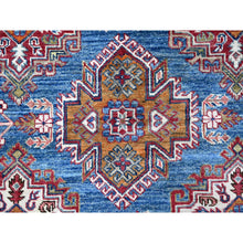 Load image into Gallery viewer, 8&#39;x10&#39; Atlantic Blue, Afghan Super Kazak, Hand Knotted, 100% Wool, All Over Tribal Medallions, Vegetable Dyes, Oriental Rug FWR533484