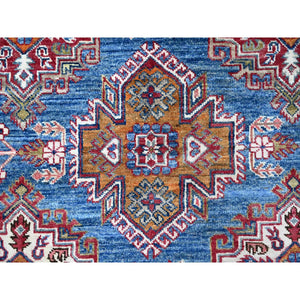 8'x10' Atlantic Blue, Afghan Super Kazak, Hand Knotted, 100% Wool, All Over Tribal Medallions, Vegetable Dyes, Oriental Rug FWR533484