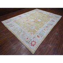 Load image into Gallery viewer, 9&#39;x12&#39;6&quot; Old Gold, Extra Soft Wool Foundation, Hand Knotted, Natural Dyes With Rural Medallions, Afghan Angora Oushak, Oriental Rug FWR533508