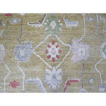 Load image into Gallery viewer, 9&#39;x12&#39;6&quot; Old Gold, Extra Soft Wool Foundation, Hand Knotted, Natural Dyes With Rural Medallions, Afghan Angora Oushak, Oriental Rug FWR533508