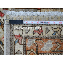 Load image into Gallery viewer, 4&#39;x11&#39;6&quot; Shiny Luster Gray and Squash Orange Border, Vibrant Wool, Aryana Fine Afghan Vegetable Dyes, Hand Knotted Geometric Village Design, Wide Runner Oriental Rug FWR533574