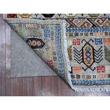 Load image into Gallery viewer, 2&#39;8&quot;x11&#39;10&quot; Shark Gray, Denser Weave Hand Knotted Afghan Hutchlu Design, Reimagined Vegetable Dyes, Soft Wool Plush Pile Runner Oriental Rug FWR533586