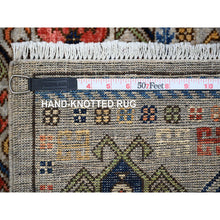 Load image into Gallery viewer, 2&#39;8&quot;x11&#39;10&quot; Shark Gray, Denser Weave Hand Knotted Afghan Hutchlu Design, Reimagined Vegetable Dyes, Soft Wool Plush Pile Runner Oriental Rug FWR533586