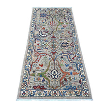 Load image into Gallery viewer, 3&#39;x6&#39;2&quot; Loft Space Gray With Dove White, Hand Knotted Fine Aryana With Bidjar Garus Design, Natural Dyes, Shiny Wool, Runner Oriental Rug FWR533634