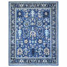 Load image into Gallery viewer, 9&#39;3&quot;x11&#39;9&quot; Cerulean With Prussian Blue, Heriz All Over Design, Hand Knotted 100% Wool, Vegetable Dyes, Fine Aryana Oriental Rug FWR533712