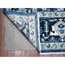 Load image into Gallery viewer, 9&#39;3&quot;x11&#39;9&quot; Cerulean With Prussian Blue, Heriz All Over Design, Hand Knotted 100% Wool, Vegetable Dyes, Fine Aryana Oriental Rug FWR533712