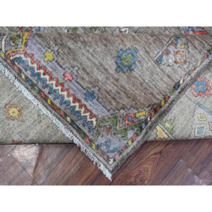 8'2"x9'8" Cityscape Gray, Denser Weave Natural Wool, Vegetable Dyes, Berber Influence Geometric Motifs Peshawar, Hand Knotted Oriental Rug FWR533742