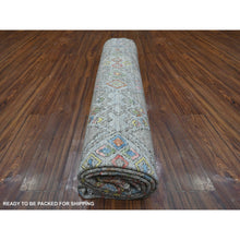 Load image into Gallery viewer, 8&#39;2&quot;x9&#39;8&quot; Cityscape Gray, Denser Weave Natural Wool, Vegetable Dyes, Berber Influence Geometric Motifs Peshawar, Hand Knotted Oriental Rug FWR533742