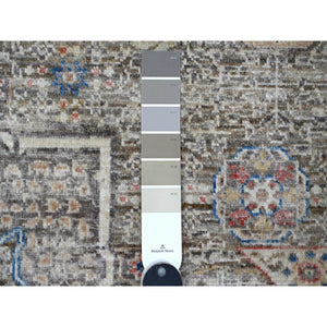 8'3"x10' Moonquake Gray, Velvety Wool, Aryana Collection, Hand Knotted Pre Historic 14th Century Influence Mamluk, Vegetable Dyes, Central Medallion Design, Oriental Rug FWR533772