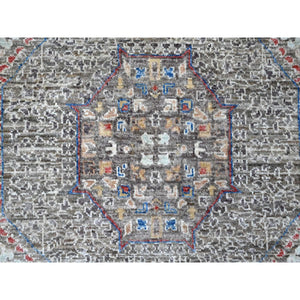 8'3"x10' Moonquake Gray, Velvety Wool, Aryana Collection, Hand Knotted Pre Historic 14th Century Influence Mamluk, Vegetable Dyes, Central Medallion Design, Oriental Rug FWR533772