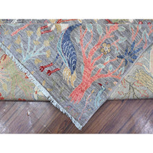 Load image into Gallery viewer, 10&#39;4&quot;x14&#39;3&quot; Tin Foil Gray, Hand Knotted All Wool, Vegetable Dyes, Afghan Peshawar With Birds of Paradise Design, Oriental Rug FWR533790