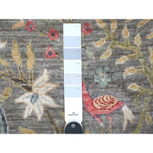 Load image into Gallery viewer, 10&#39;4&quot;x14&#39;3&quot; Tin Foil Gray, Hand Knotted All Wool, Vegetable Dyes, Afghan Peshawar With Birds of Paradise Design, Oriental Rug FWR533790