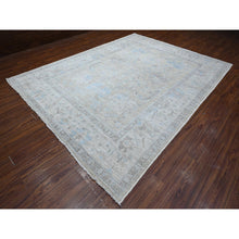 Load image into Gallery viewer, 9&#39;x11&#39;9&quot; Silver Green, Hand Knotted With Natural Dyes, Colorful All Over Rural Medallions, Wool Weft, Faded Afghan Angora Design, Oriental Rug FWR533868