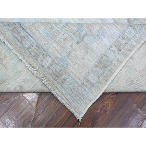 9'x11'9" Silver Green, Hand Knotted With Natural Dyes, Colorful All Over Rural Medallions, Wool Weft, Faded Afghan Angora Design, Oriental Rug FWR533868