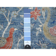 Load image into Gallery viewer, 8&#39;1&quot;x16&#39;2&quot; Sea Blue, Hand Knotted 100% Wool, Vegetbale Dyes, Afghan Peshawar With Birds of Paradise Design, Gallery Size Runner Oriental Rug FWR533964