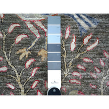 Load image into Gallery viewer, 4&#39;x9&#39;8&quot; Lava Gray, Afghan Peshawar Birds of Paradise Tree of Life Design, Hand Knotted, Vegetable Dyes, Shiny Wool, Wide Runner Oriental Rug FWR533976