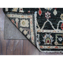 Load image into Gallery viewer, 2&#39;10&quot;x12&#39; Eerie Black, Hand Knotted With Wool Weft, Colorful Tribal Flower And Leaf Design All Over, Vegetable Dyes, Angora Oushak, Runner Oriental Rug FWR534048