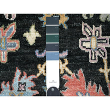 Load image into Gallery viewer, 3&#39;2&quot;x11&#39;5&quot; Midnight Black, Wool Foundation, Natural Dyes, Vibrant Tribal Flower And Leaf Design, Hand Knotted, Afghan Angora Oushak, Runner Oriental Rug FWR534066