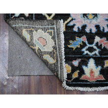 Load image into Gallery viewer, 3&#39;1&quot;x11&#39;6&quot; Raisin Black, Hand Knotted, Wool Foundation, Afghan Angora Oushak, Natural Dyes, Rural Motifs All Over Design, Runner Oriental Rug FWR534102