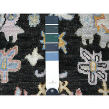 Load image into Gallery viewer, 3&#39;1&quot;x11&#39;6&quot; Raisin Black, Hand Knotted, Wool Foundation, Afghan Angora Oushak, Natural Dyes, Rural Motifs All Over Design, Runner Oriental Rug FWR534102