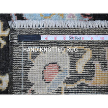 Load image into Gallery viewer, 3&#39;1&quot;x11&#39;6&quot; Raisin Black, Hand Knotted, Wool Foundation, Afghan Angora Oushak, Natural Dyes, Rural Motifs All Over Design, Runner Oriental Rug FWR534102